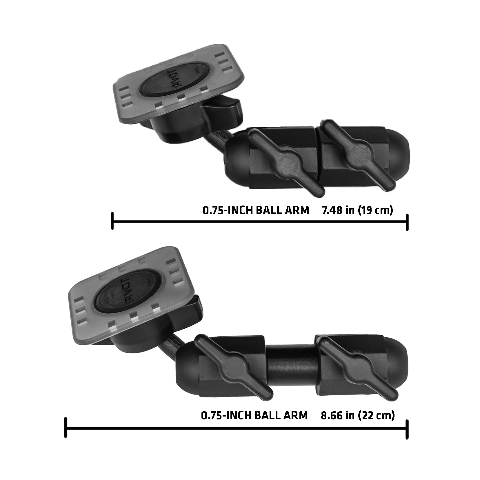 Double Suction Cup Mount - 0.75-inch Ball Arm