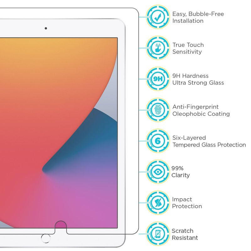 Tech Armor Ballistic Glass Screen Protector for iPad 10.2" (7th-9th gen.) - Tempered Glass 1 pack