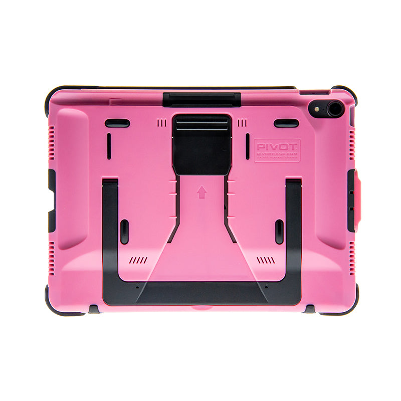 A PIVOT PRO 11 (1st generation) encased in a rugged protective case with black accents. The case fits the PIVOT PRO 11 (1st generation) and features a built-in stand that allows the tablet to be propped up. The brand name "PIVOT" is embossed on the top right corner of the case.