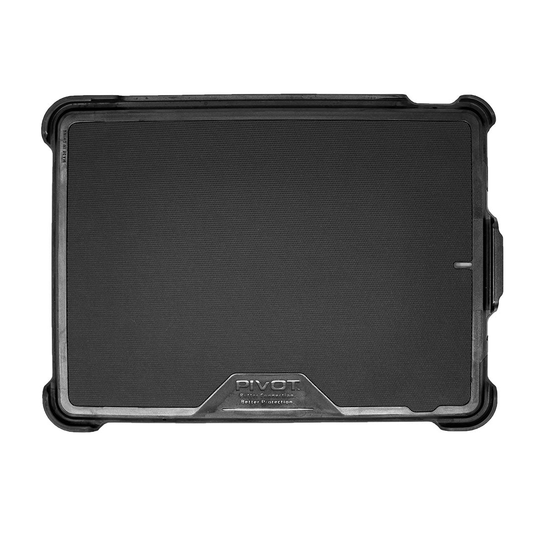 A durable, black Screen Cover by PIVOT, featuring reinforced edges for added protection and an embossed PIVOT A20A logo near the bottom center. The 2nd gen Screen Cover is designed to securely encase and safeguard a tablet, with a rugged, tactical appearance.