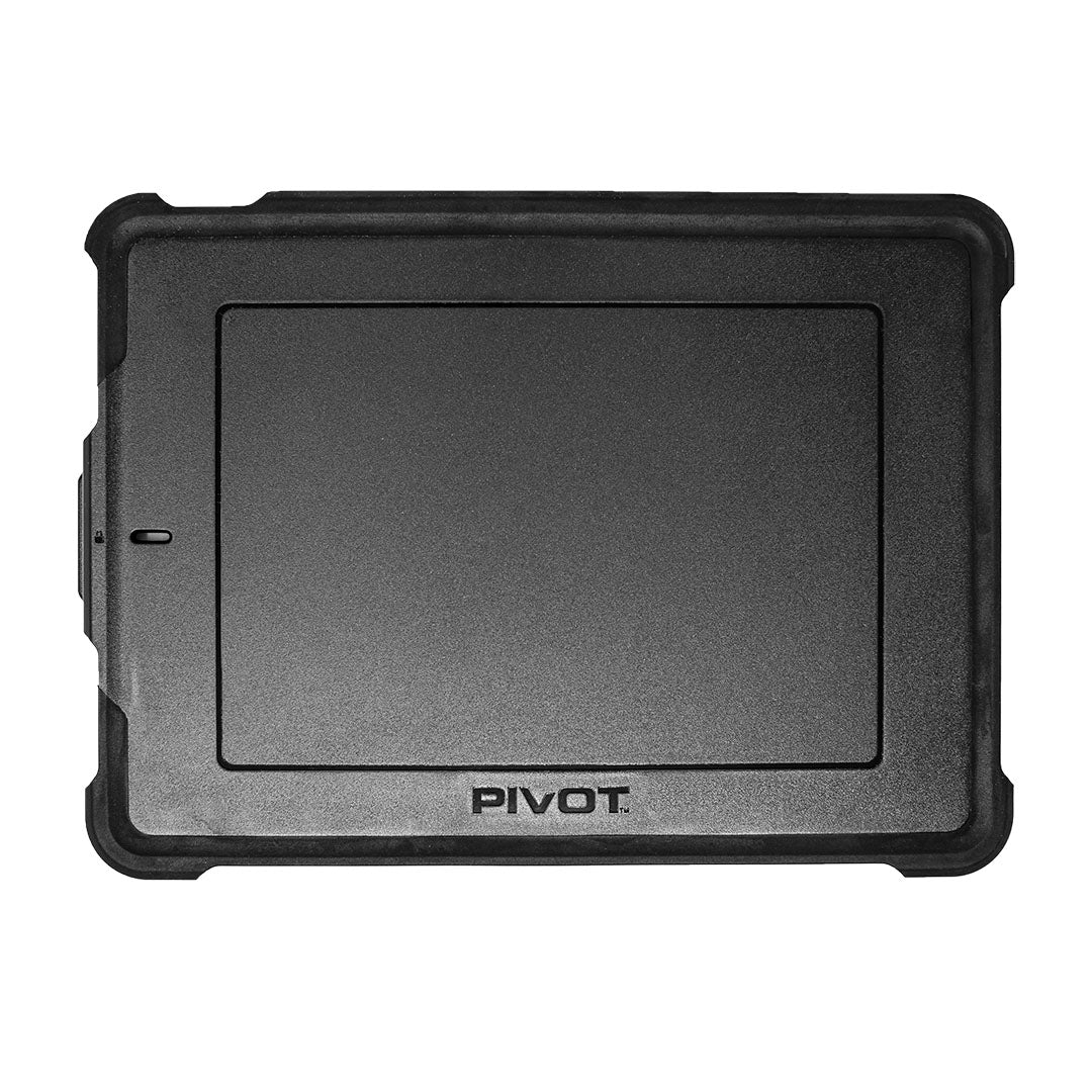 A black, rugged protective Screen Cover for a tablet, branded with "PIVOT" at the bottom center. The case features reinforced corners and a raised edge around the screen for added protection. The design appears durable, ideal for safeguarding the device during heavy usage.